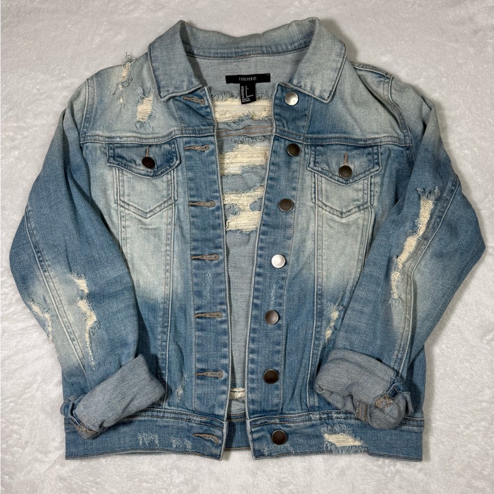 Forever 21 Distressed Jean Jacket